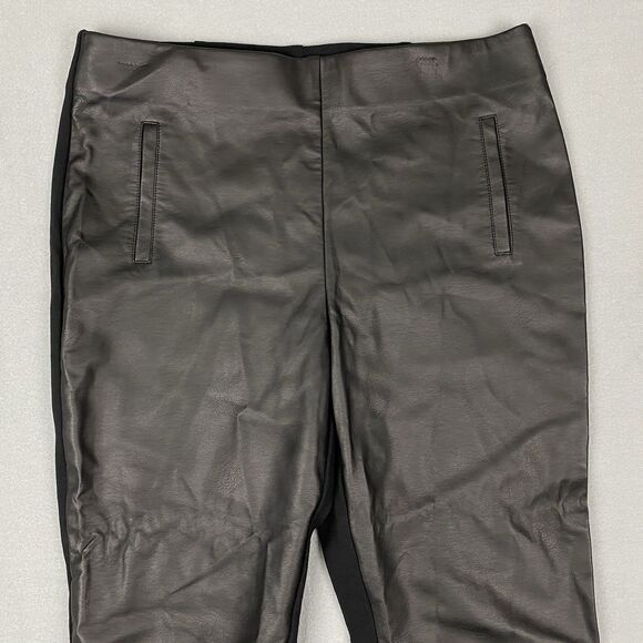 Chicos Juliet Black Faux Leather Front Leggings Ankle Pant Chicos 2 Tall Women L - Picture 2 of 5
